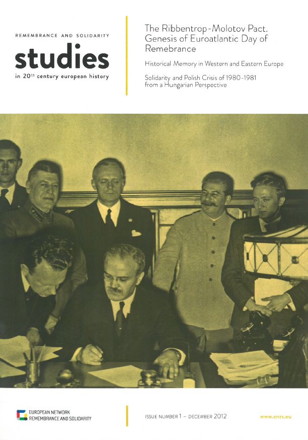 Photo of the publication Remembrance and Solidarity Studies in 20th Century European History, Issue number 1. The Ribbentrop-Molotov Pact