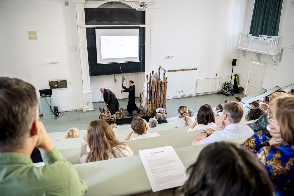 Theatre play performance Placid or a game with the Death at the WWII – 80 Years After: Challenges for Historical Education and Commemoration conference in Budapest, Hungary. 2-3 June 2025