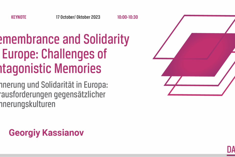 Photo of the publication Keynote lecture: ‘Remembrance and Solidarity in Europe: Challenges of Antagonistic Memories’