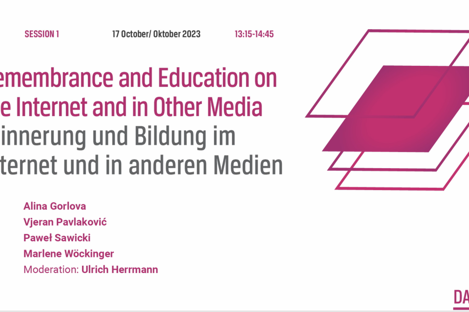 Photo of the publication Session 1: ‘Remembrance and Education on the Internet and in Other Media’