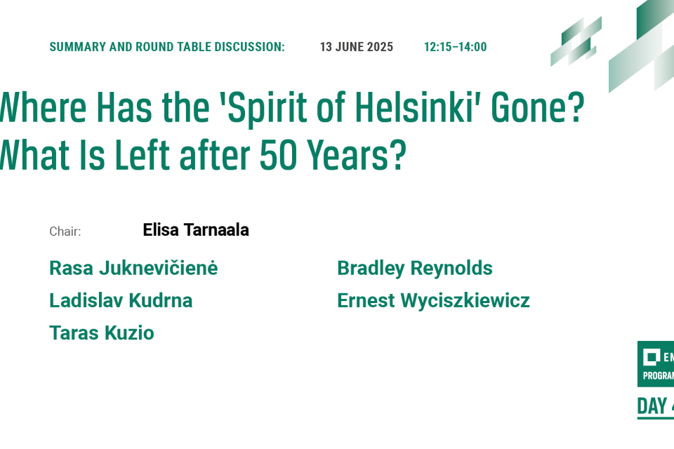 Photo of the publication Where Has the ‘Spirit of Helsinki’ Gone?  | 13th European Remembrance Symposium