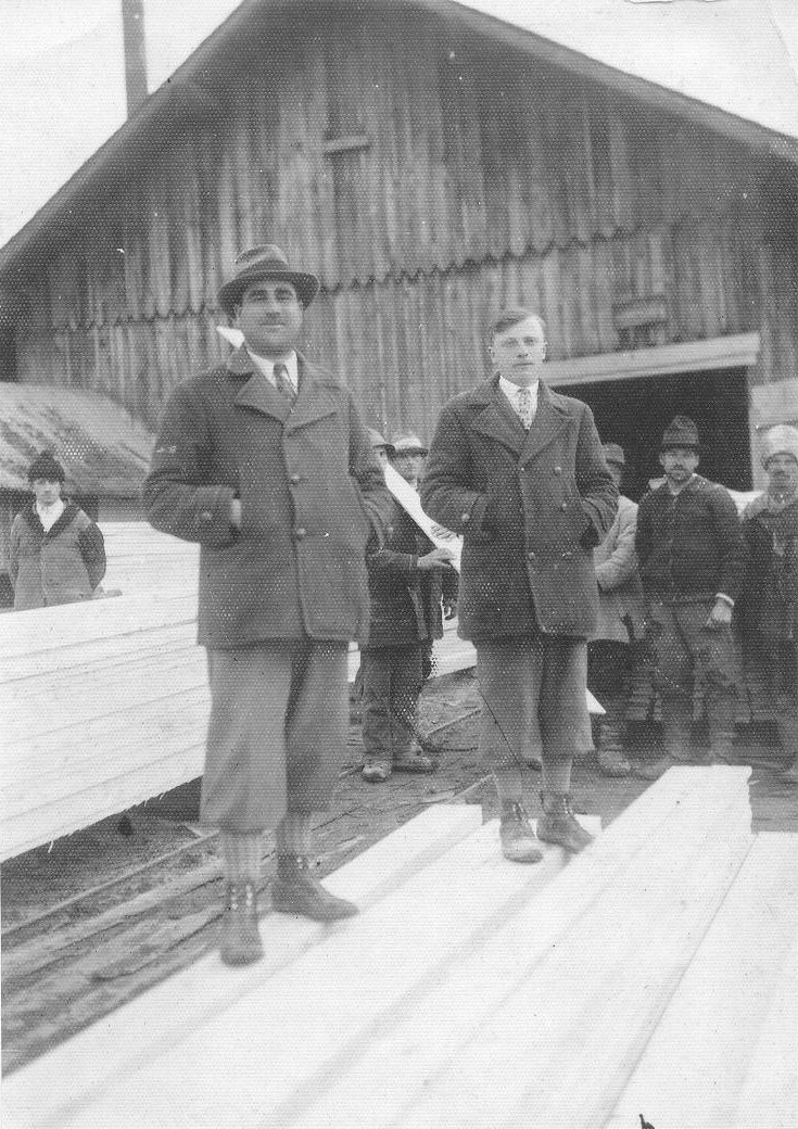 Carol Elias: My grandfather next to the lumber mill he managed, 1930s