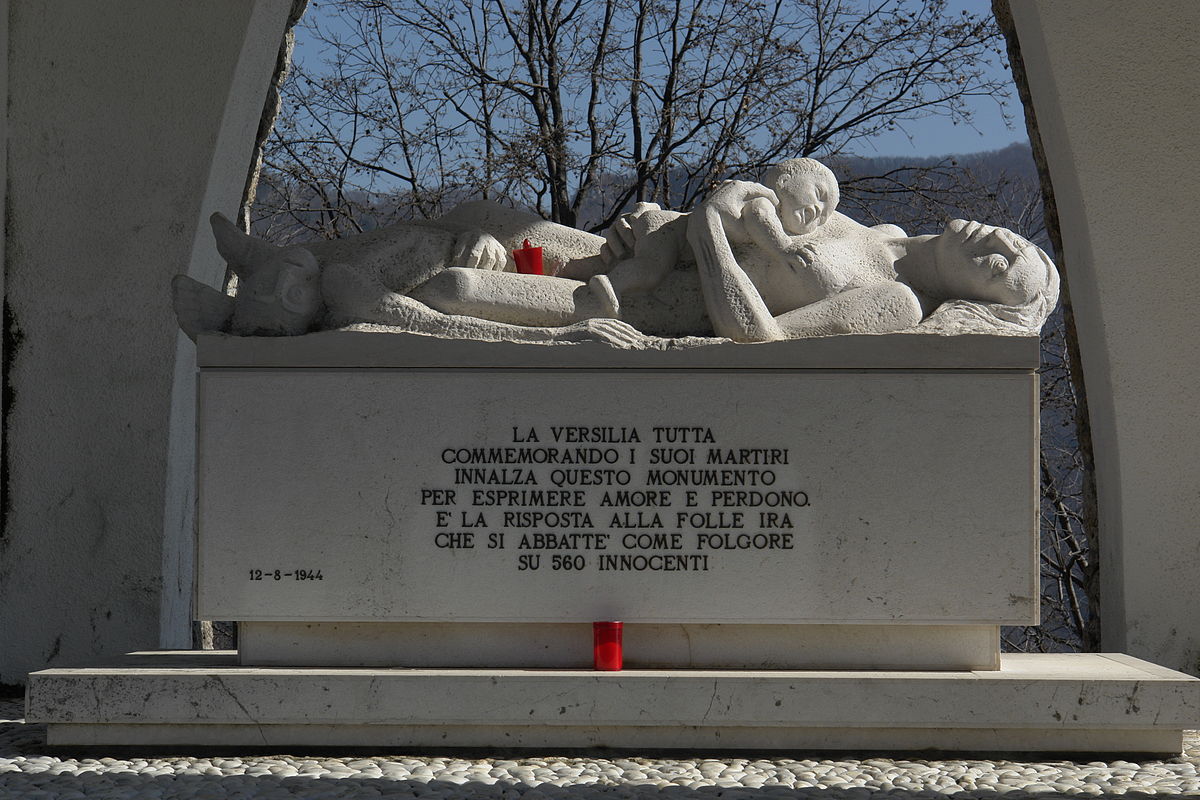 Memorial sculpture commemorating SantAnna di Stazzema massacre, a German Nazi war crime. Author: Hans Peter Schaefer http://www.reserv-a-rt.de . Source: wikimedia / CC BY-SA 3.0