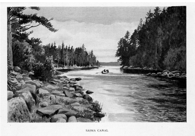 Fig. 4. A drawing of a section of the Saimaa Canal, 1890. The canal runs from Lappeenranta (in Finnish South Karelia) through former Finnish Karelia to Vyborg (in the Leningrad Oblast, previously in Finnish Karelia). Image: Sergei Prokudin-Gorskii /Library of Congress/Wikimedia Commons.