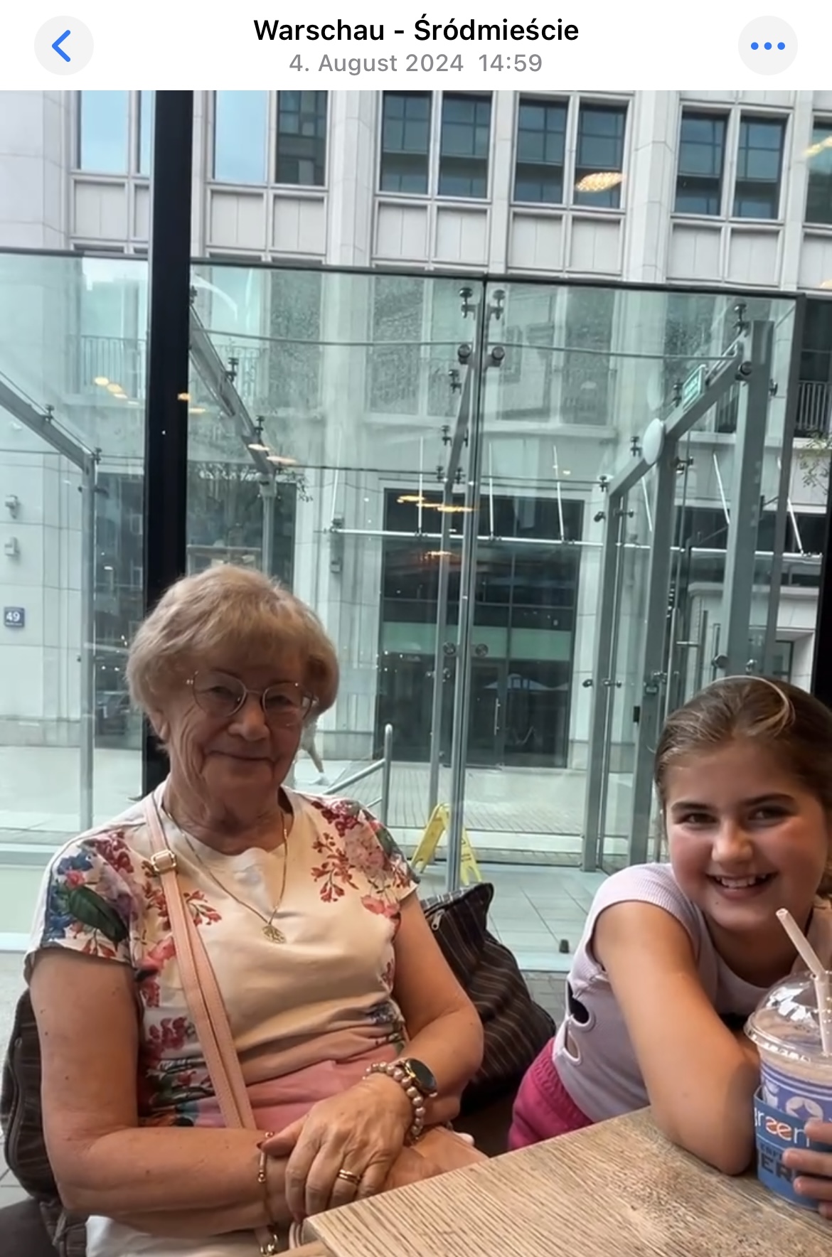 Me with Grandma in the café while she was telling me her story