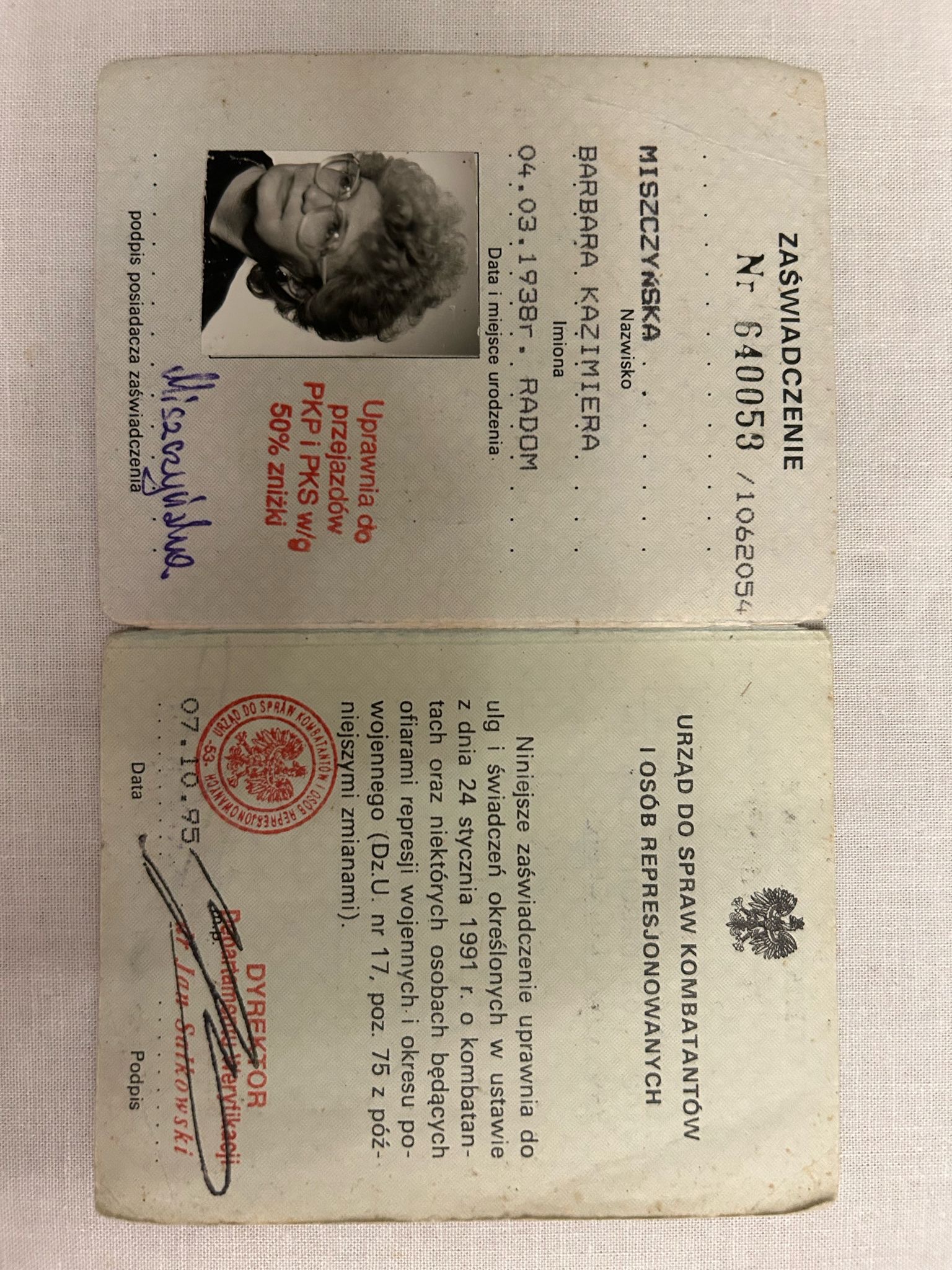 Grandmass Sybirak (Siberian Exile) identity card