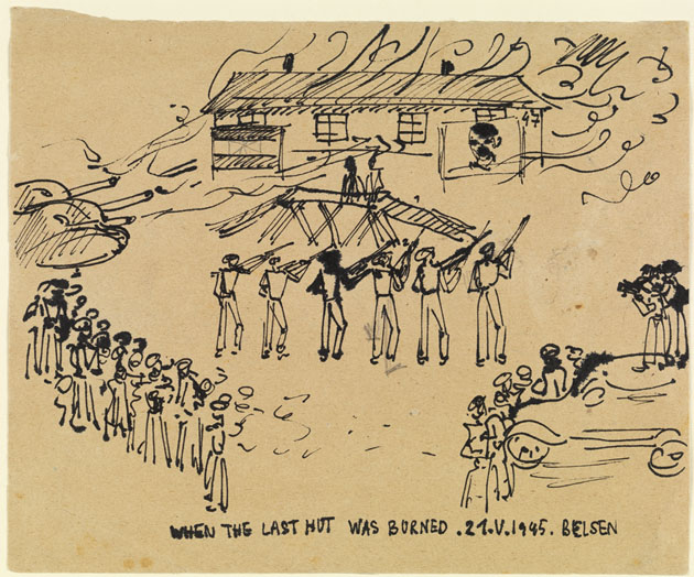 Liberation of Bergen-Belsen in 1945 as depicted by Marianne Grant.